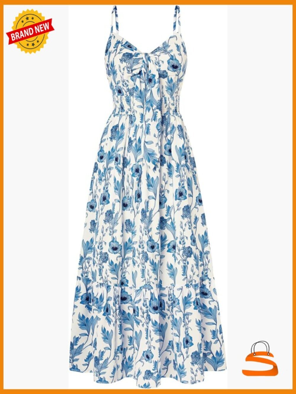 Women Floral Maxi Dress Bohemian Beach Vacation Sundress with Pockets